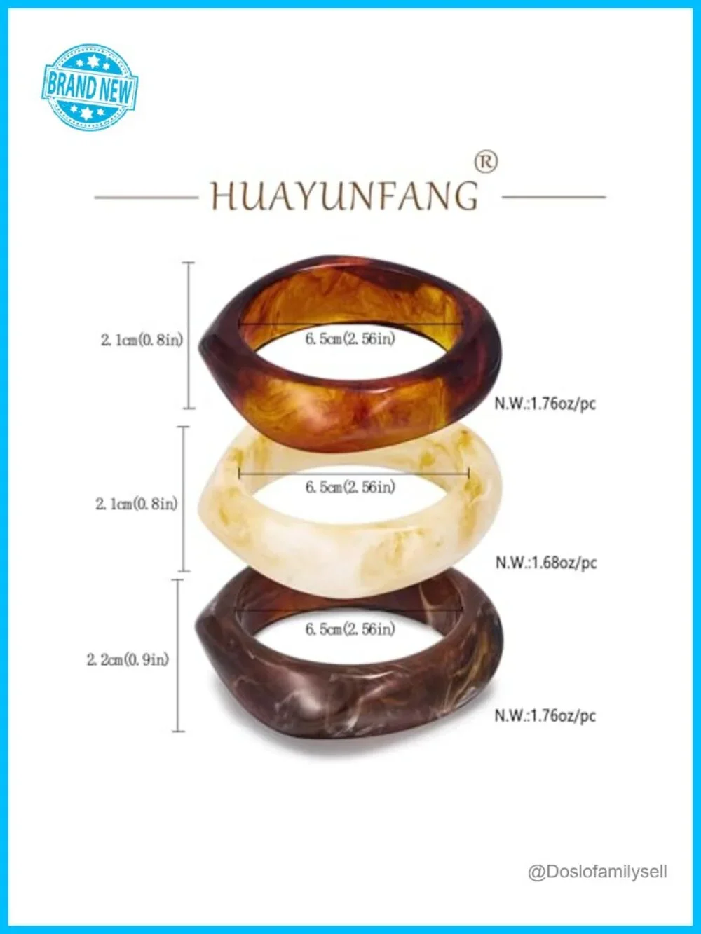 Chunky Resin Bangle Bracelet Set - 3 Stackable Acrylic Bracelets
